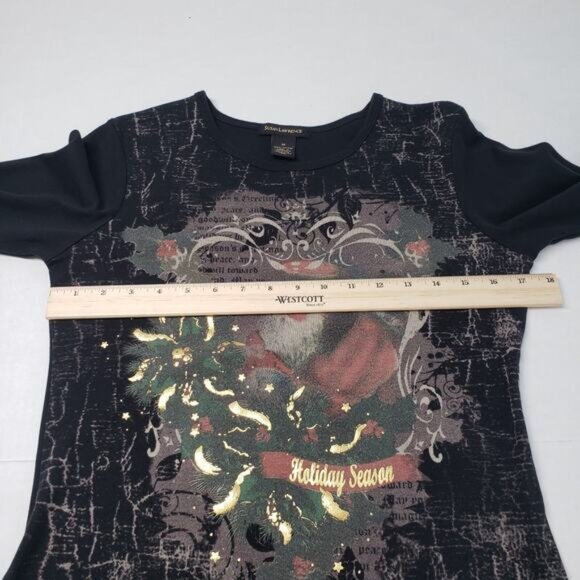 Vintage Susan Lawrence Shirt Womens Medium Black Goth Christmas Distressed Y2k - Picture 4 of 16